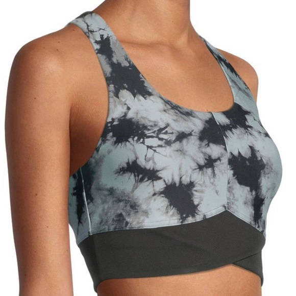 Xersion Women's Black Gray Tie Dye Light Support Longline Sports Bra Size XXL - Picture 1 of 9